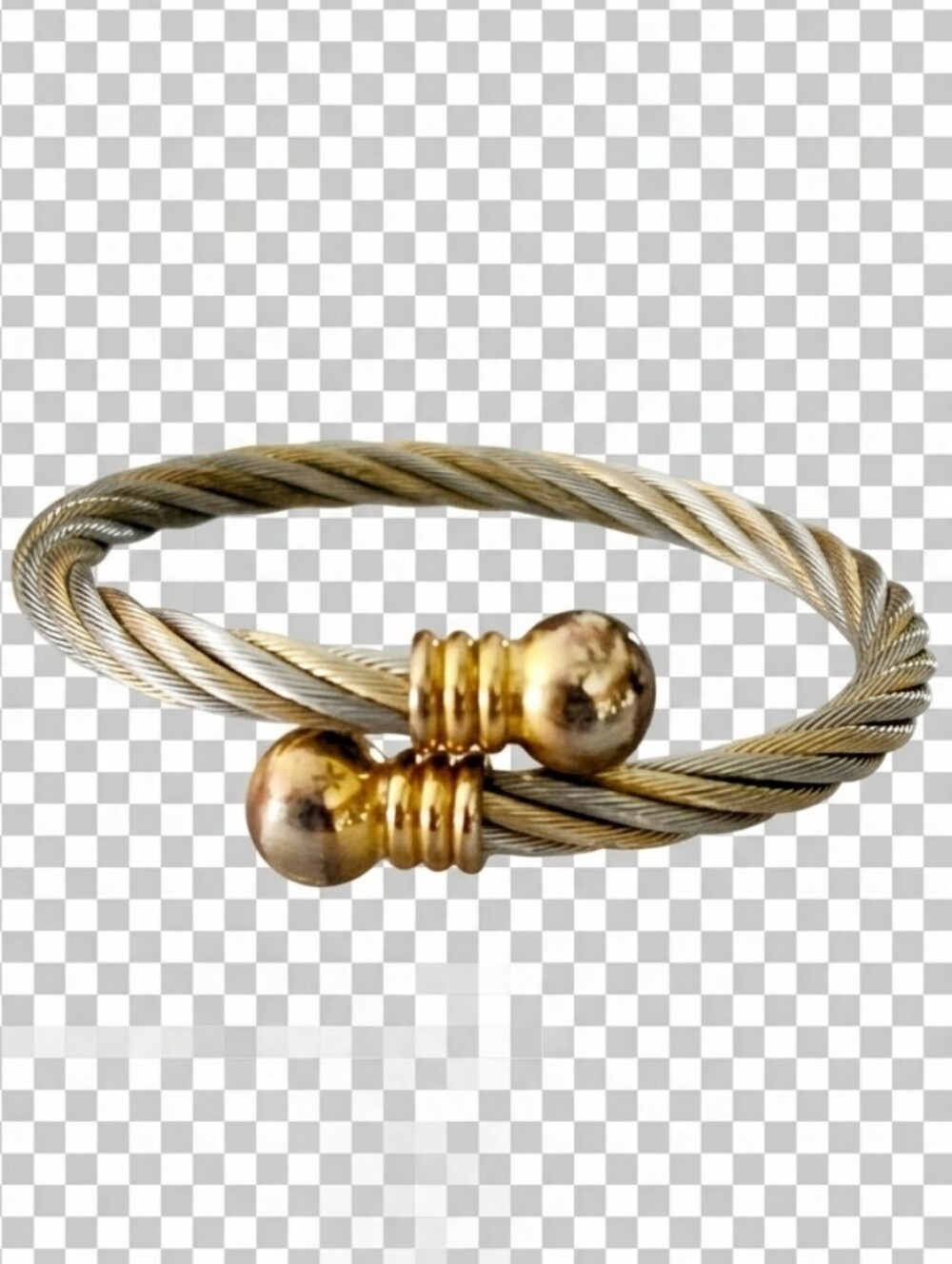 Gold and Silver Twisted Cable Open Cuff Bracelet